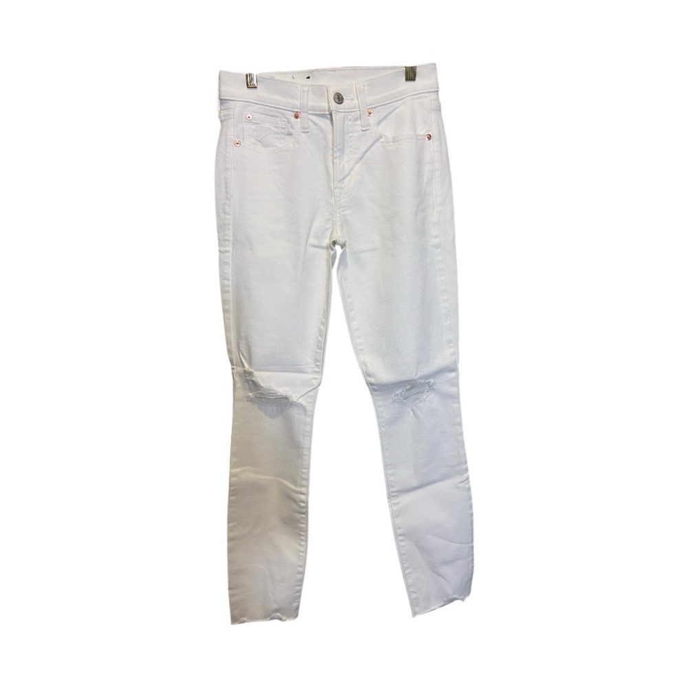 GAP True Skinny Mid Rise Jeans Women’s Size 26 / 2R White Distressed Knees